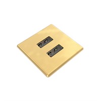 Axessline Micro Square - 2 USB-A laddare 10W, solid brass